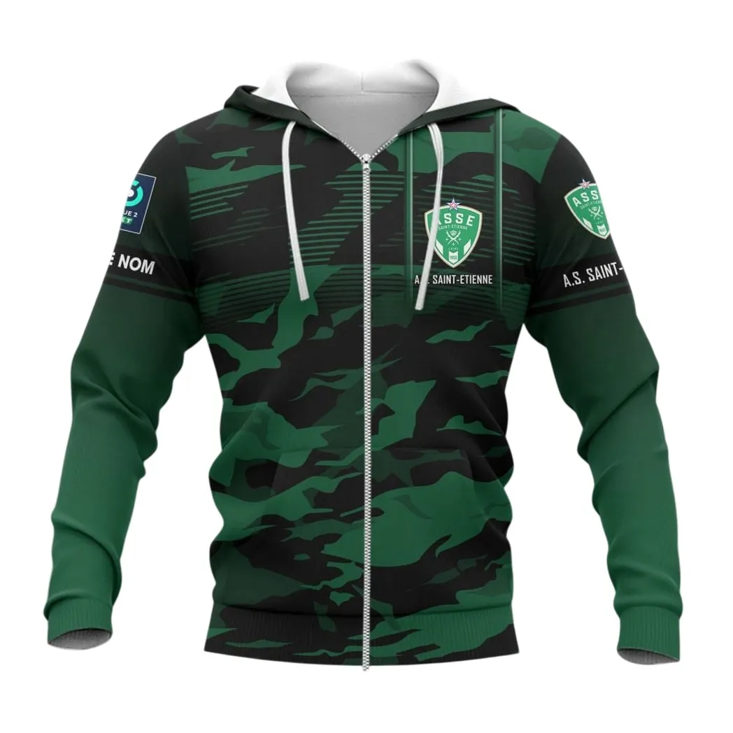 AS Saint-Etienne Zipper Hoodie, All Over Print Hoodie KH271025114
