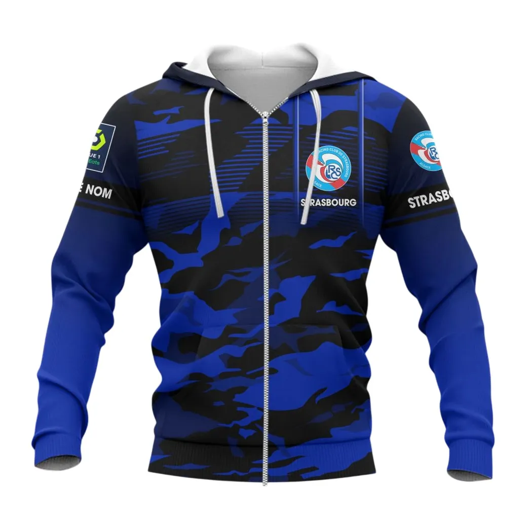 RC Strasbourg Alsace Zipper Hoodie, All Over Print Hoodie KH271025118