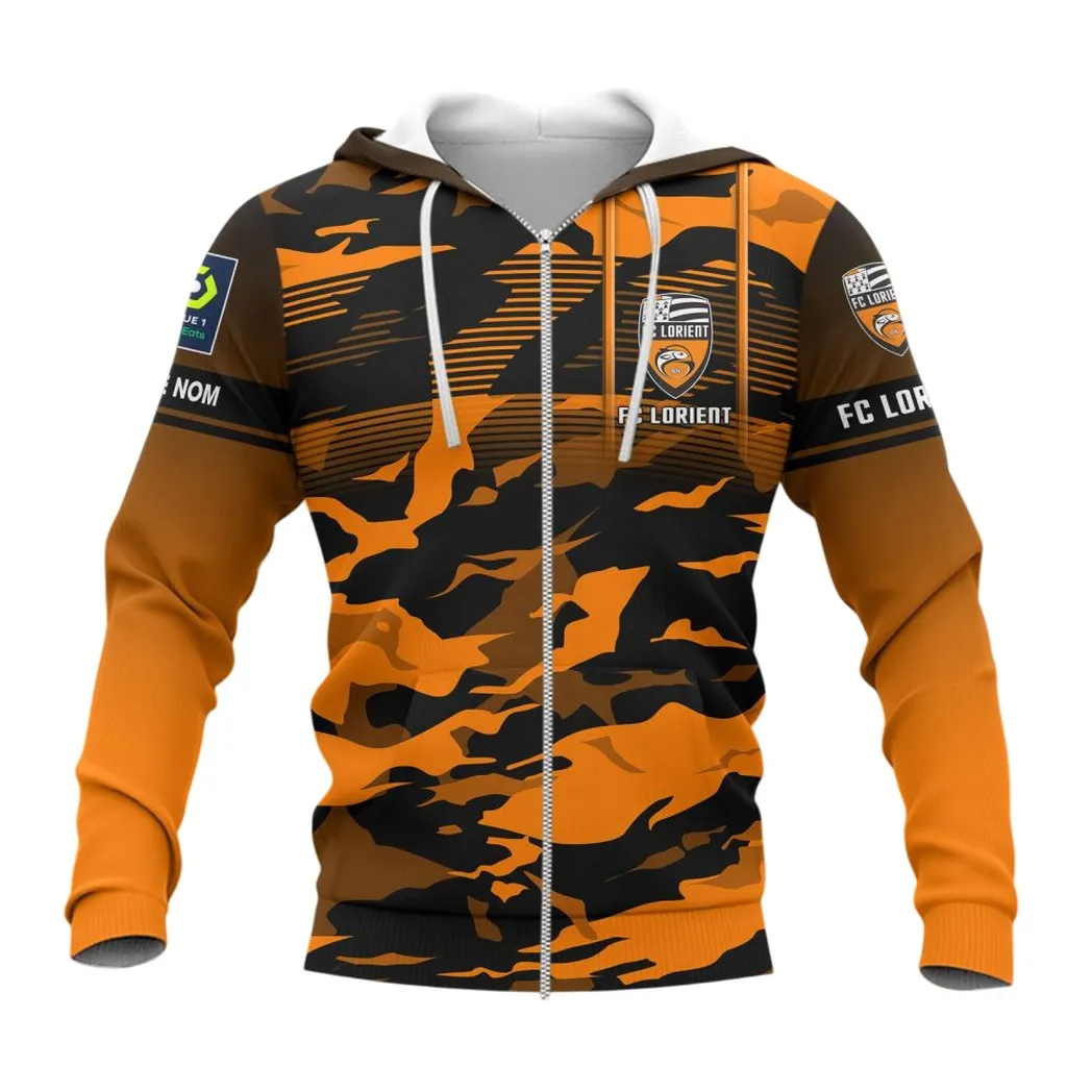 FC Lorient Zipper Hoodie, All Over Print Hoodie KH271025121