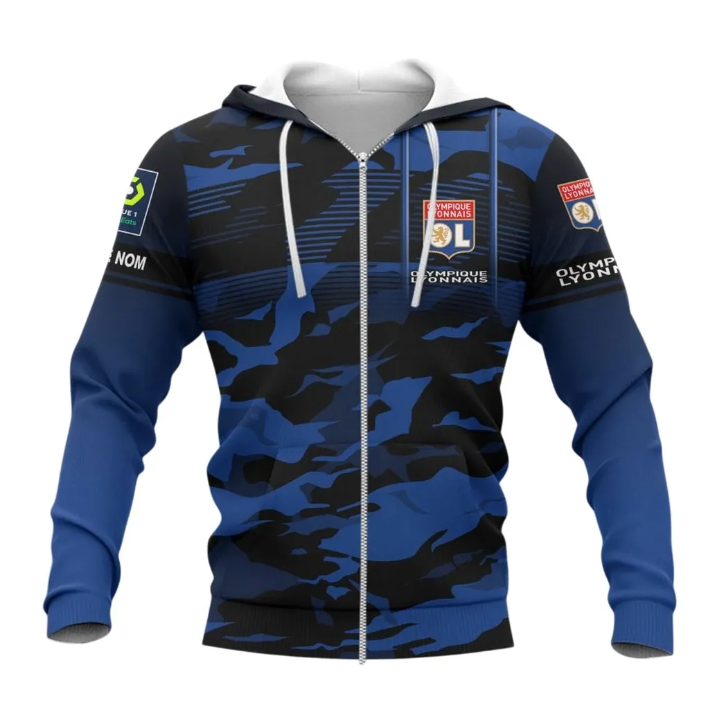 Olympique Lyonnais Zipper Hoodie, All Over Print Hoodie KH271025123