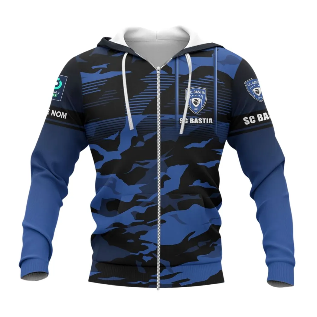 Sporting Club di Bastia Zipper Hoodie, All Over Print Hoodie KH271025133