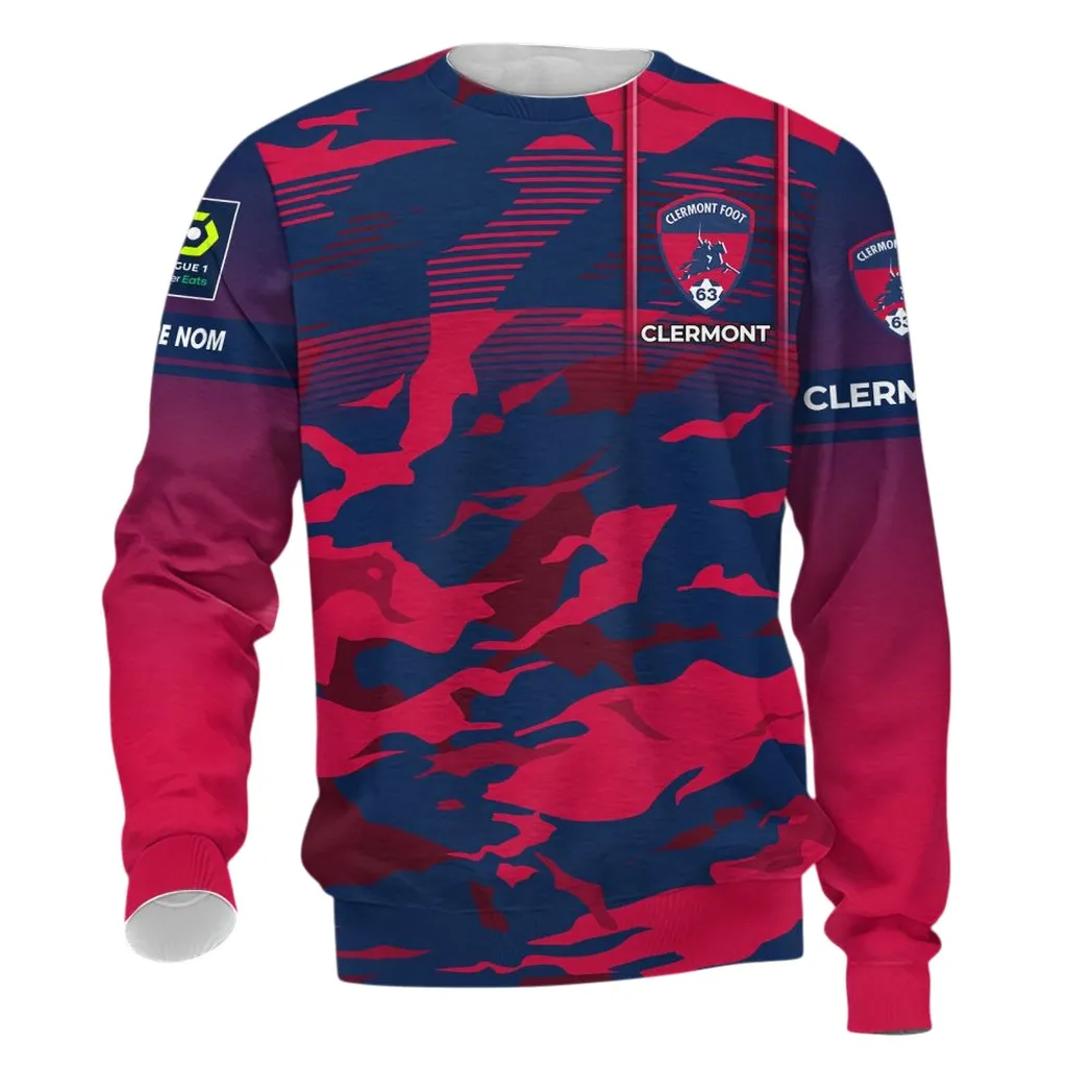 Clermont Foot Auvergne 63 Long-Sleeved Shirt, All Over Print Shirt KH271025143