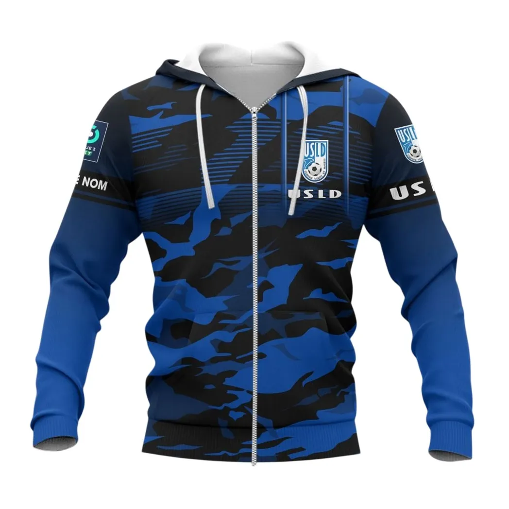 USL Dunkerque Zipper Hoodie, All Over Print Hoodie KH271025145