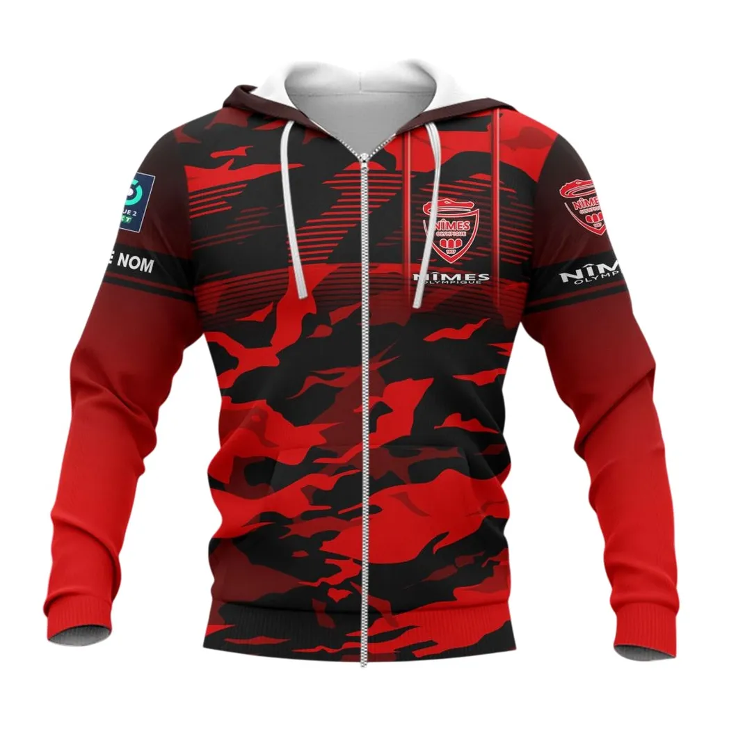 Nimes Olympique Zipper Hoodie, All Over Print Hoodie KH271025152