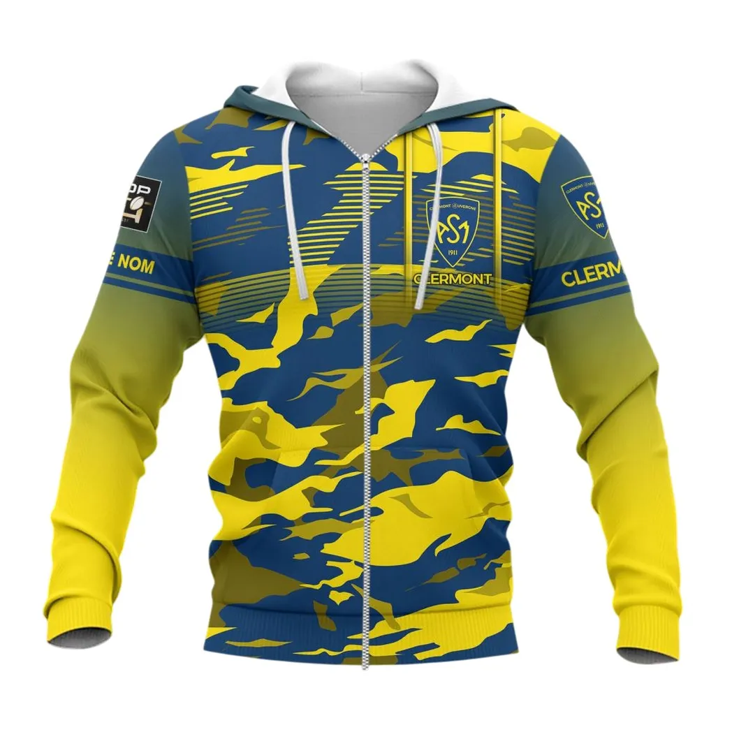 ASM Clermont Auvergne Zipper Hoodie, All Over Print Hoodie KH271025153