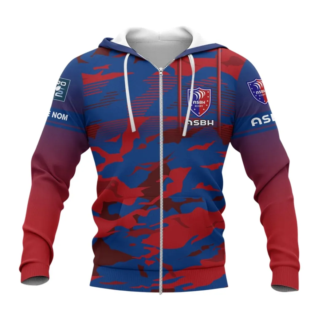 AS Beziers Herault Zipper Hoodie, All Over Print Hoodie KH271025154