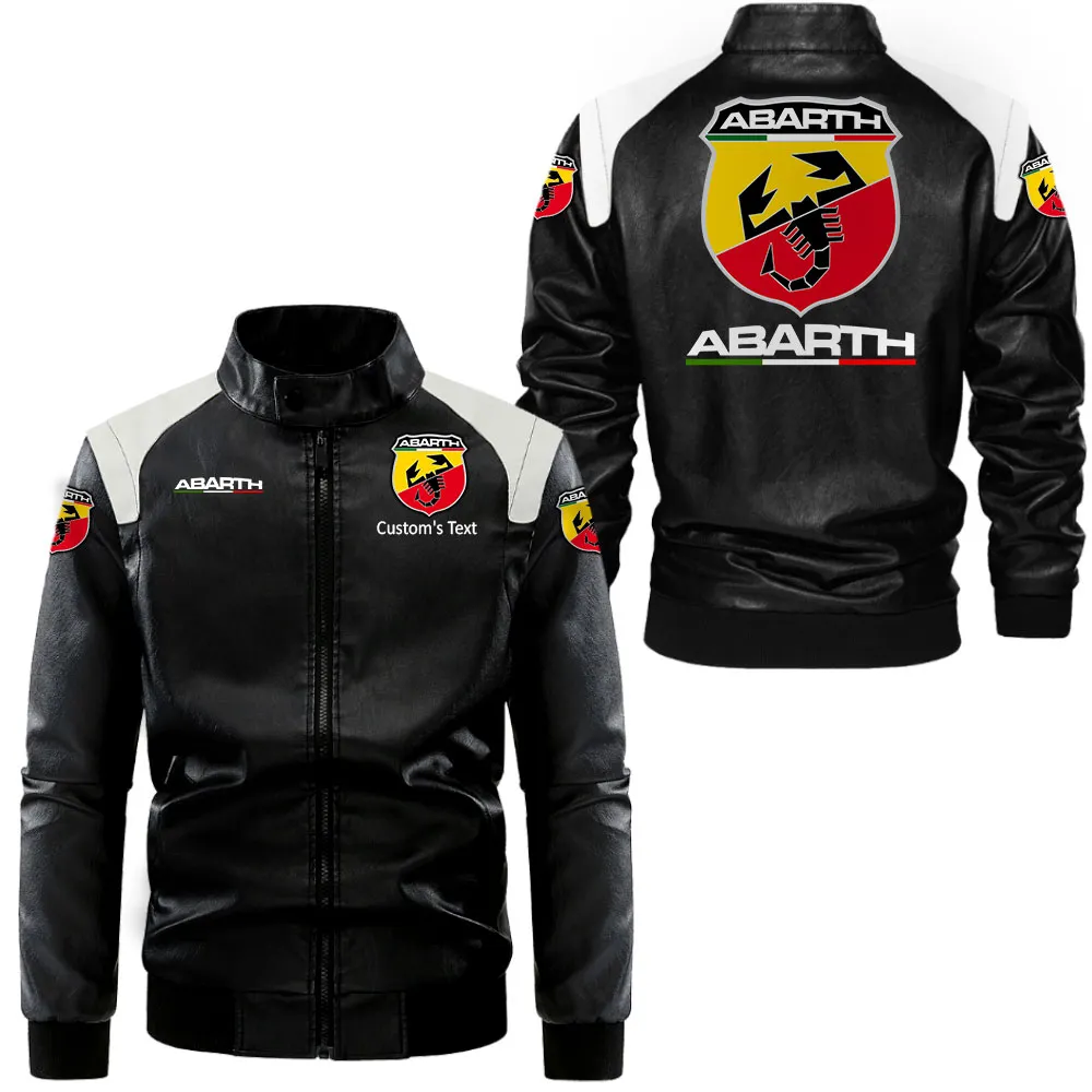 Italian Racing Car Black And White Leather Jacket, Garage-Ready Two-Tone Wear CAR080