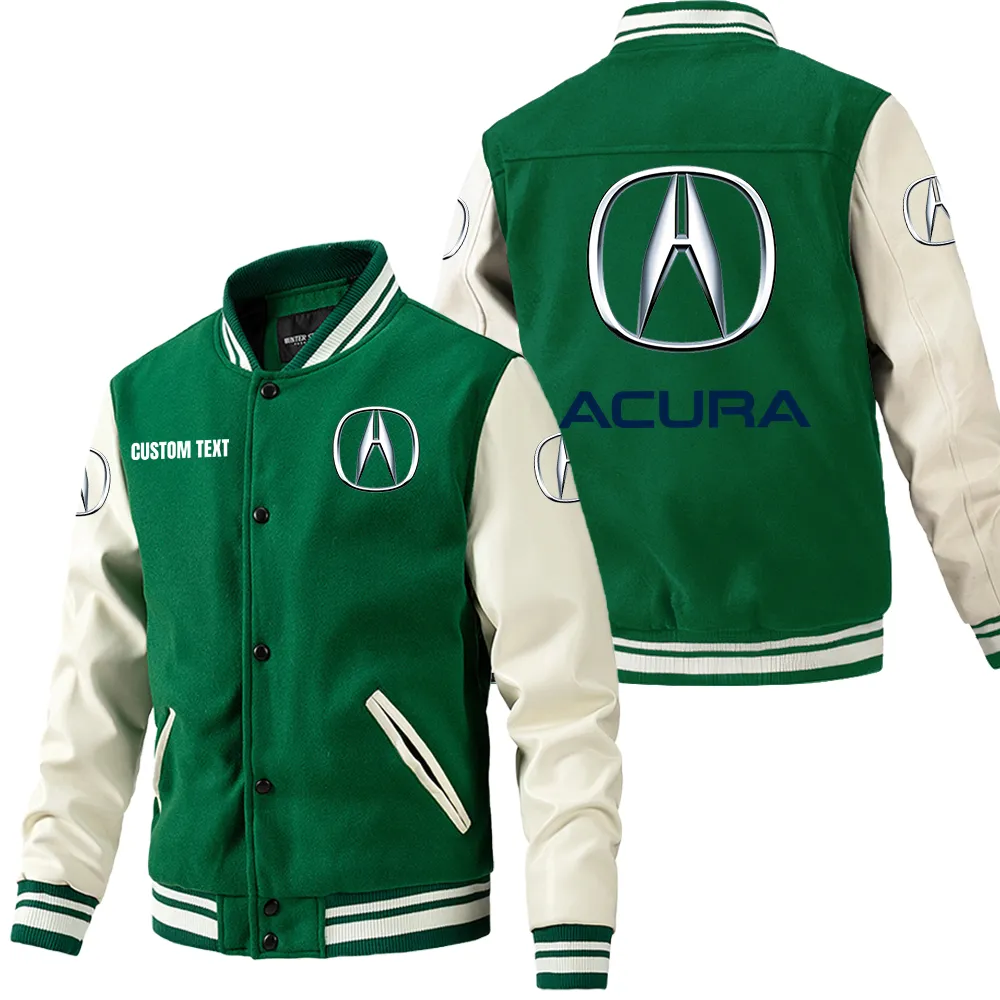 Performance SUV Leather Baseball Jacket, Road Life Leather Jacket CAR180 - Green