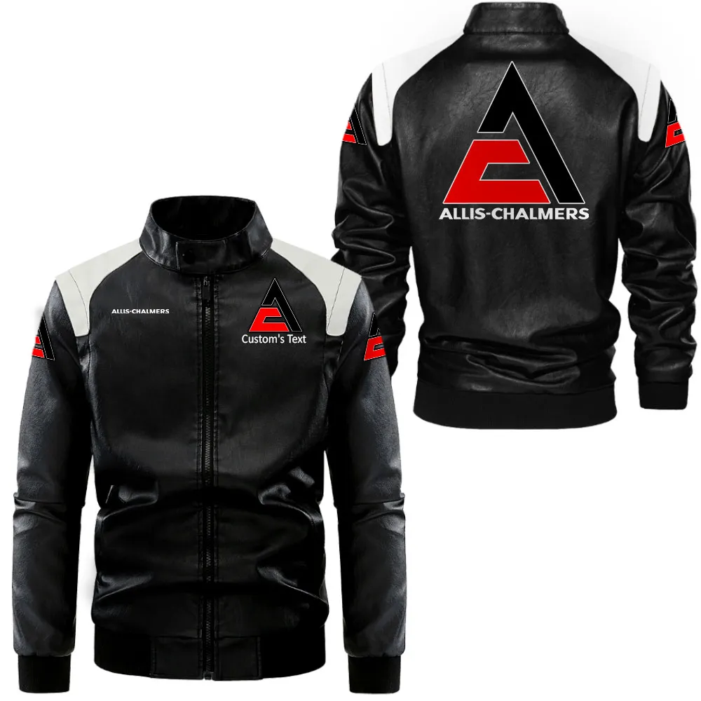 Agricultural Machine Black And White Leather Jacket, Classic Two-Tone Rider Jacket CAR080