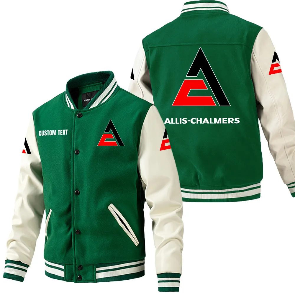 Utility Tractor Leather Baseball Jacket, Garage-Ready Varsity Leather CAR180 - Green