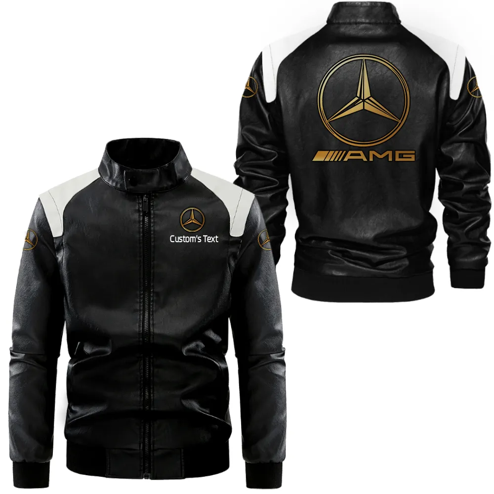 Performance Sedan Black And White Leather Jacket, Streetwear Strength Leather Style CAR080