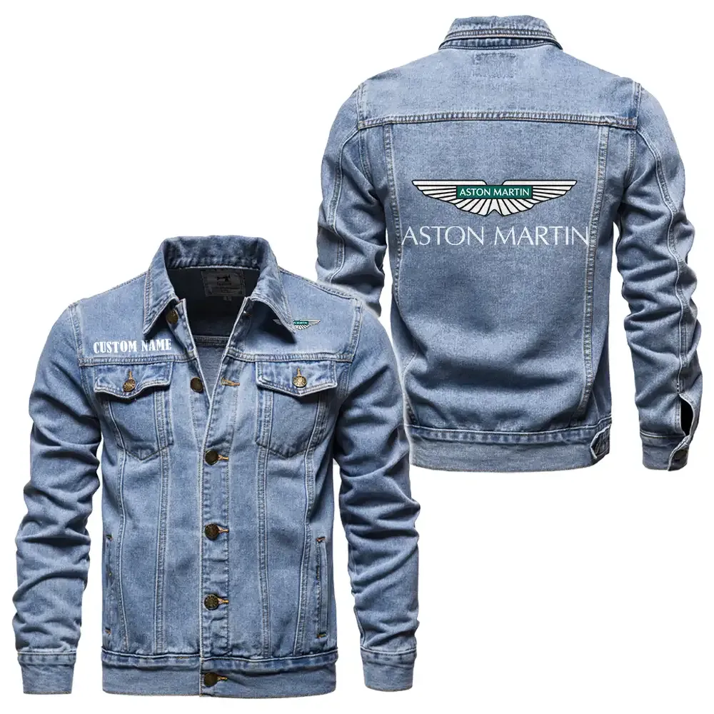 British Luxury Sports Car Denim Jacket, Auto-Inspired Denim Look CAR190 - Light Blue