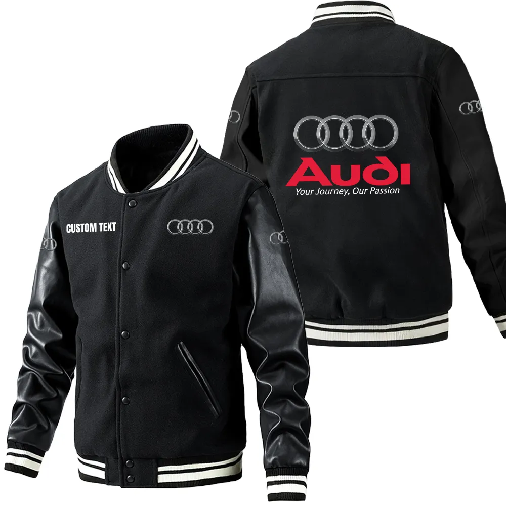 Performance Vehicle Leather Baseball Jacket, Car Lover's Leather Jacket CAR180 - Black