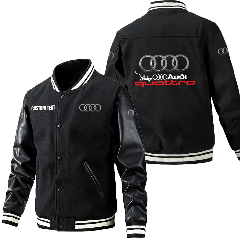 Everyday Drive Leather Baseball Jacket, Classic Varsity Leather Jacket CAR180 - Black
