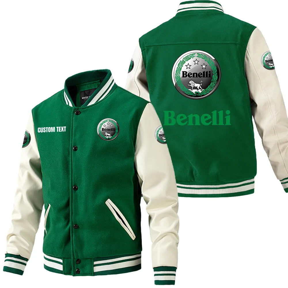 Modern Cruiser Leather Baseball Jacket, Street-Ready Leather Jacket CAR180 - Green