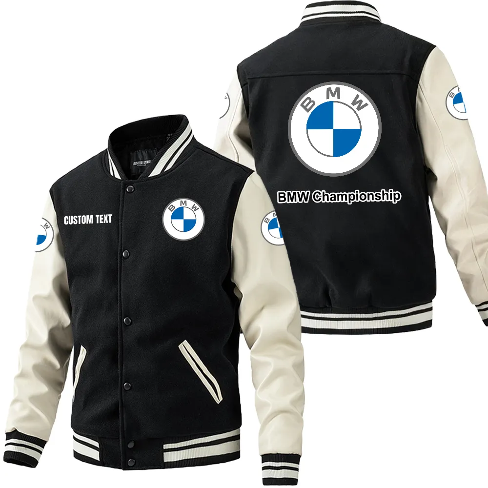 Durable Fit Leather Baseball Jacket, Garage Style Leather Jacket CAR180 - Black White
