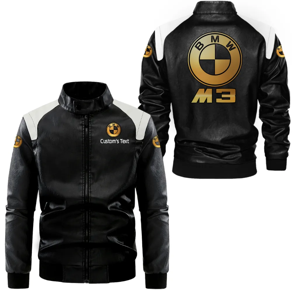 Racing Car Black And White Leather Jacket, Road-Ready Two-Tone Leather CAR080