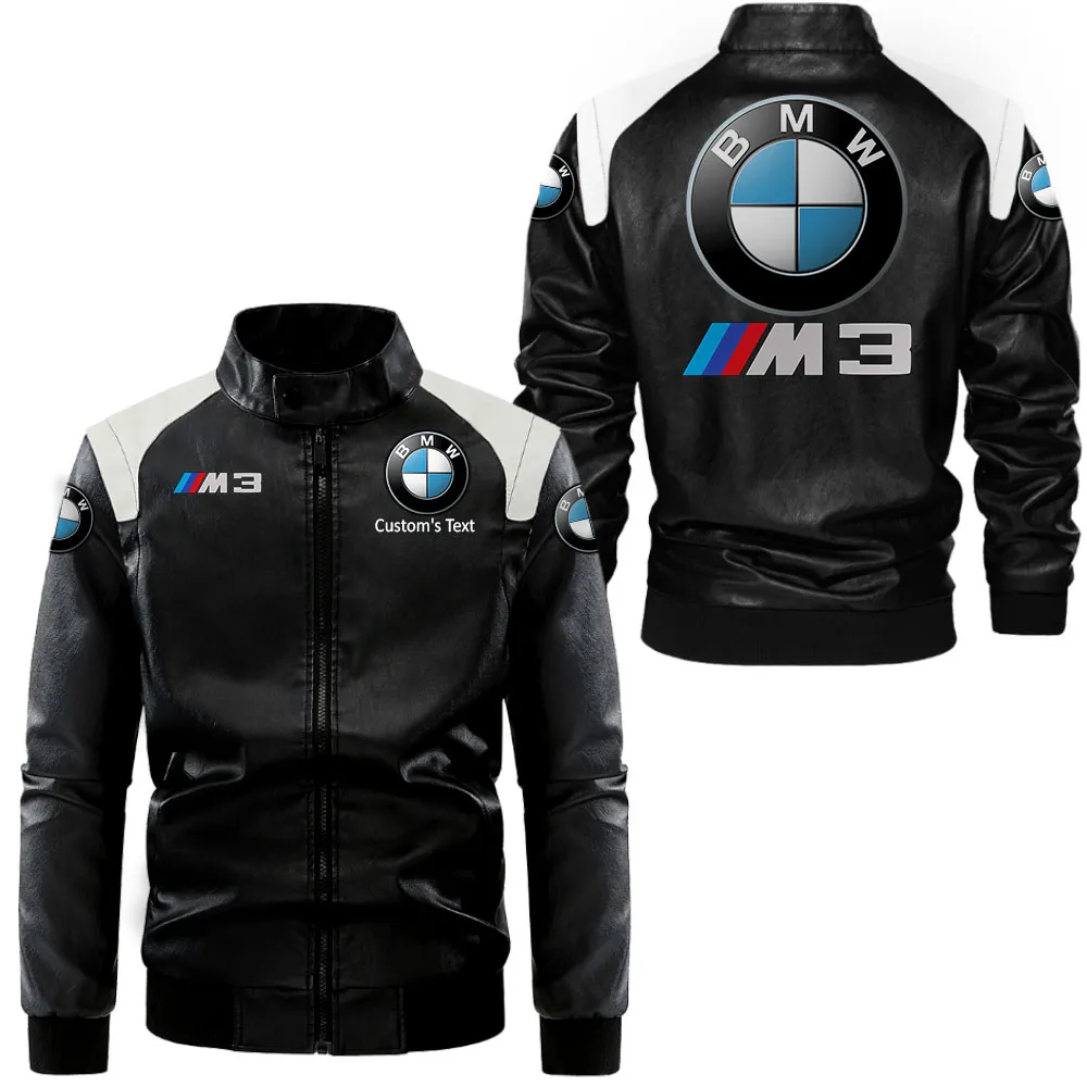 Racing Edition Car Black And White Leather Jacket, Gearhead Spirit Leather Edge CAR080