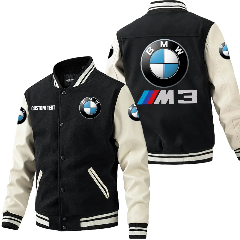 Dual-Sport Bike Leather Baseball Jacket, Everyday Comfort Leather Strength CAR180 - Black White