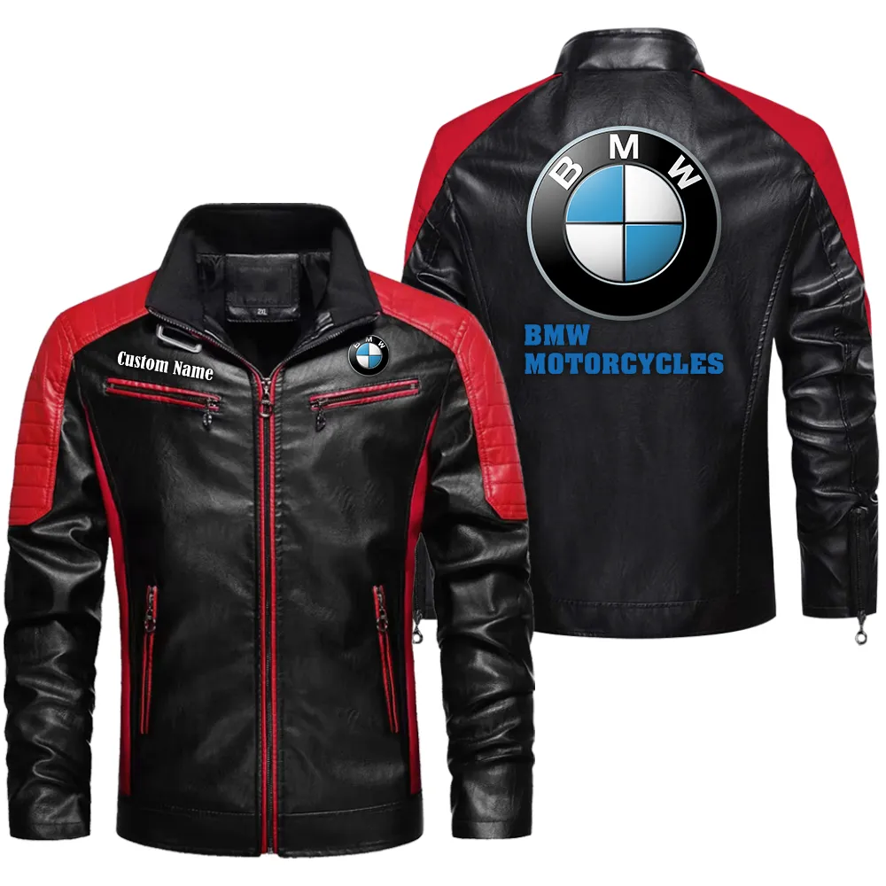 Dual-Sport Bike Men's Pu Leather Jacket, Auto Spirit PU Jacket CAR040 - Red