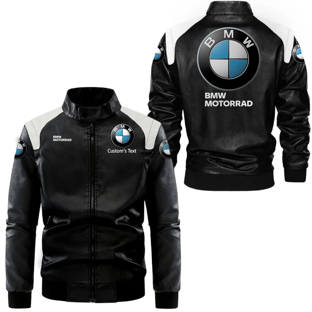 Enduro Motorbike Black And White Leather Jacket, Rugged Jacket for Gearheads CAR080