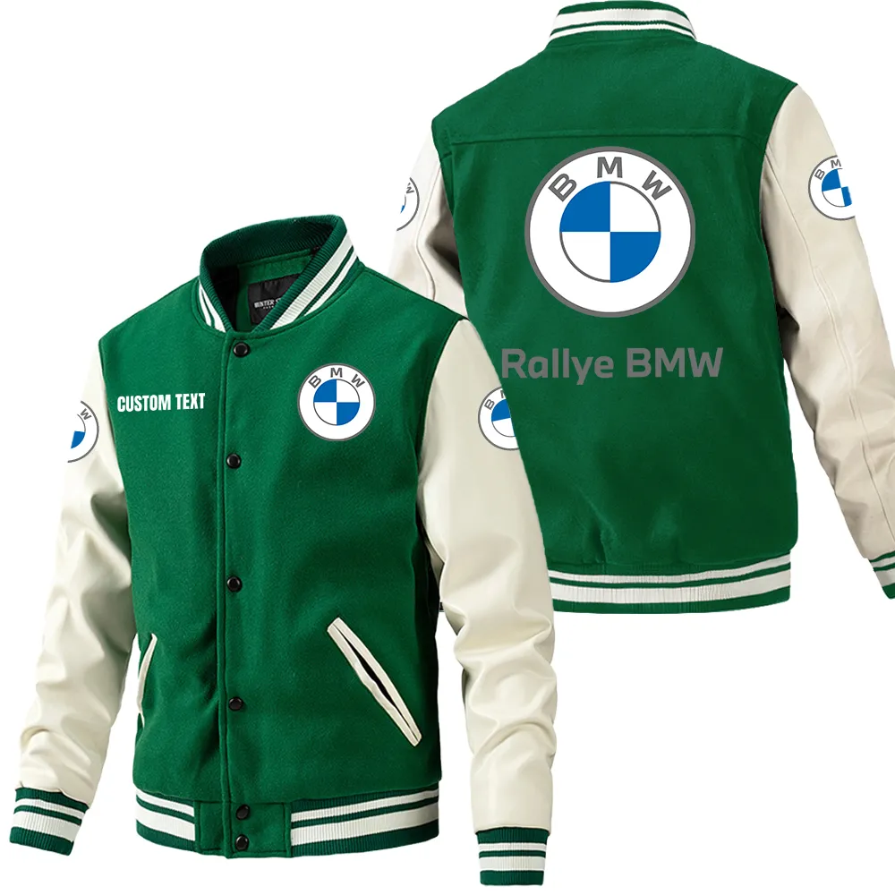 High-Speed Car Leather Baseball Jacket, Street-Ready Leather Jacket CAR180 - Green