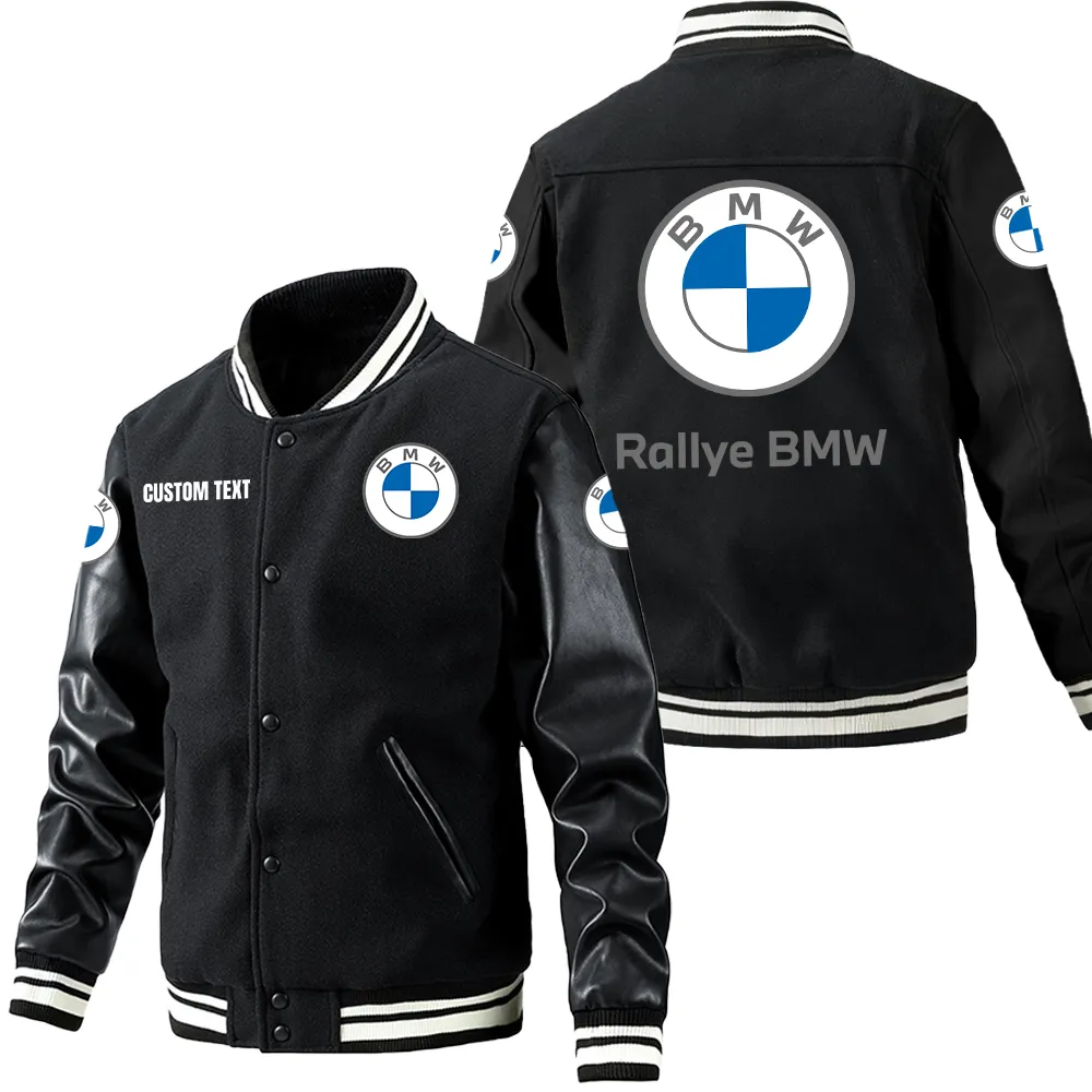 Racing Edition Car Leather Baseball Jacket, Bold Rider Leather Jacket CAR180 - Black