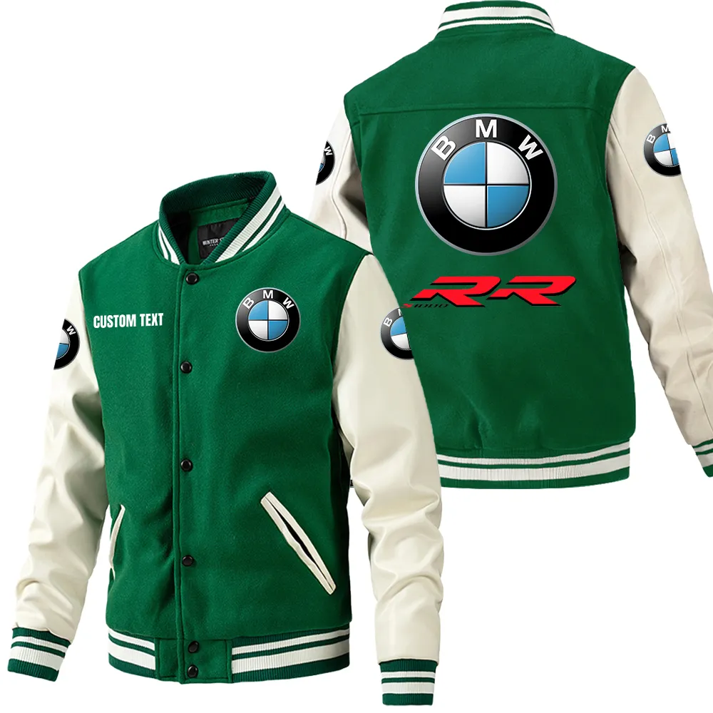 Racing Spirit Leather Baseball Jacket, Bold Rider Varsity Jacket Car180 - Green