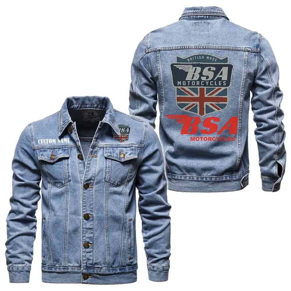 Classic Motorcycle Denim Jacket, Road-Ready Denim Jacket CAR190 - Light Blue
