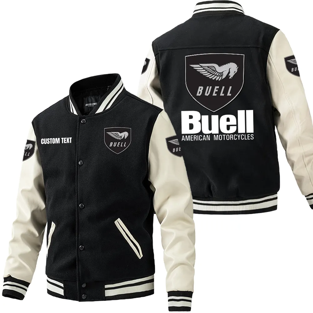Agile Two-Wheeler Leather Baseball Jacket, Urban Gearhead Leather Style CAR180 - Black White