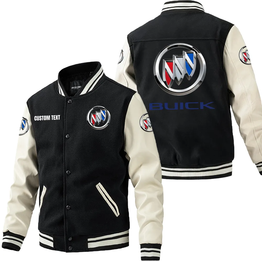 Crossover Vehicle Leather Baseball Jacket, Classic Varsity Leather Jacket CAR180 - Black White