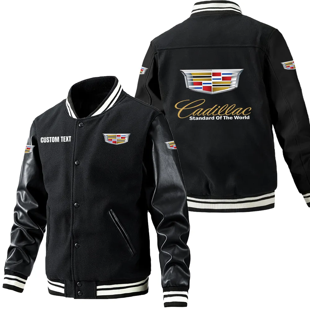 Premium Performance Car Leather Baseball Jacket, Classic Varsity Leather Jacket Car180 - Black