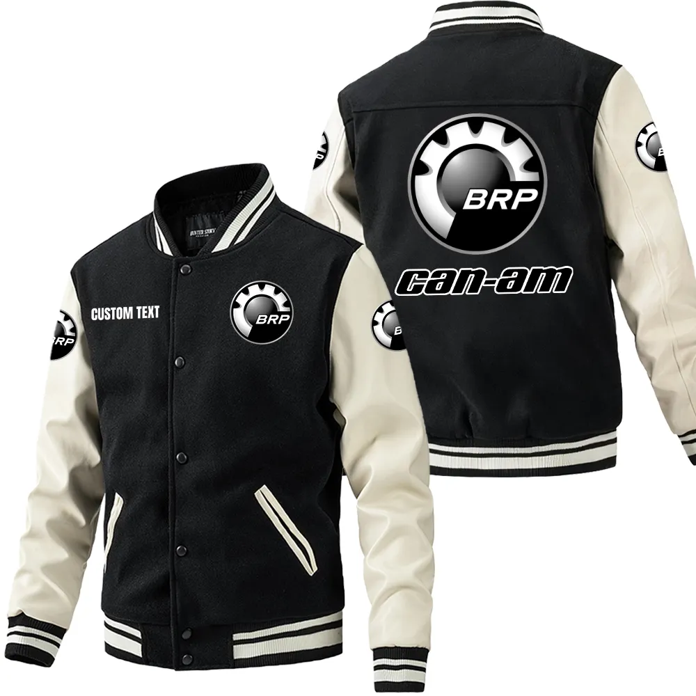 Racing Bike Leather Baseball Jacket, Gearhead Pride in Leather CAR180 - Black White