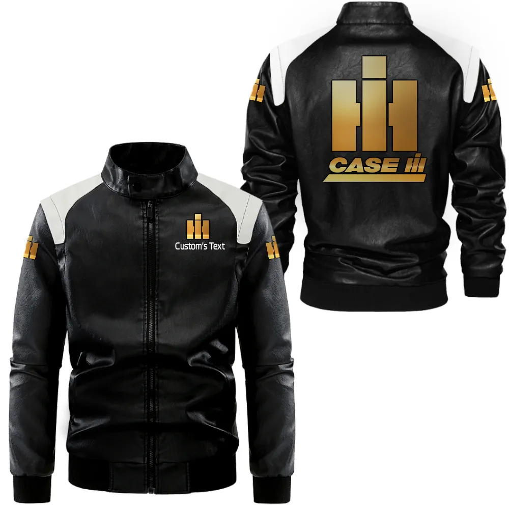 Agricultural Tractor Black And White Leather Jacket, Rugged Everyday Two-Tone Jacket CAR080