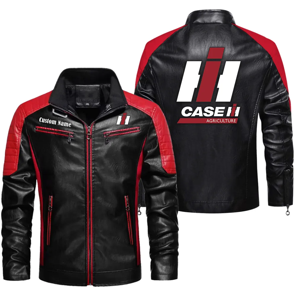 Field Work Machine Men's Pu Leather Jacket, Driven Style PU Leather CAR040 - Red