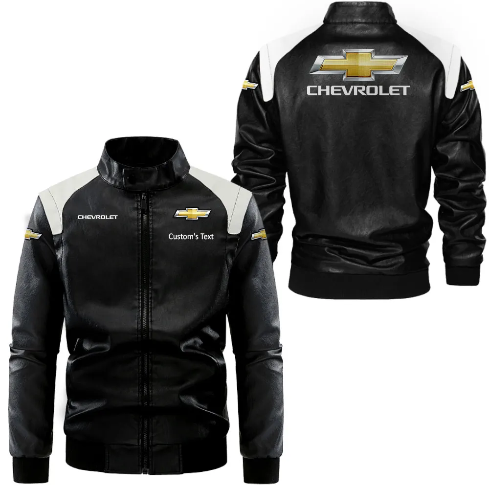 Off-Road SUV Black And White Leather Jacket, Classic Two-Tone Rider Jacket CAR080
