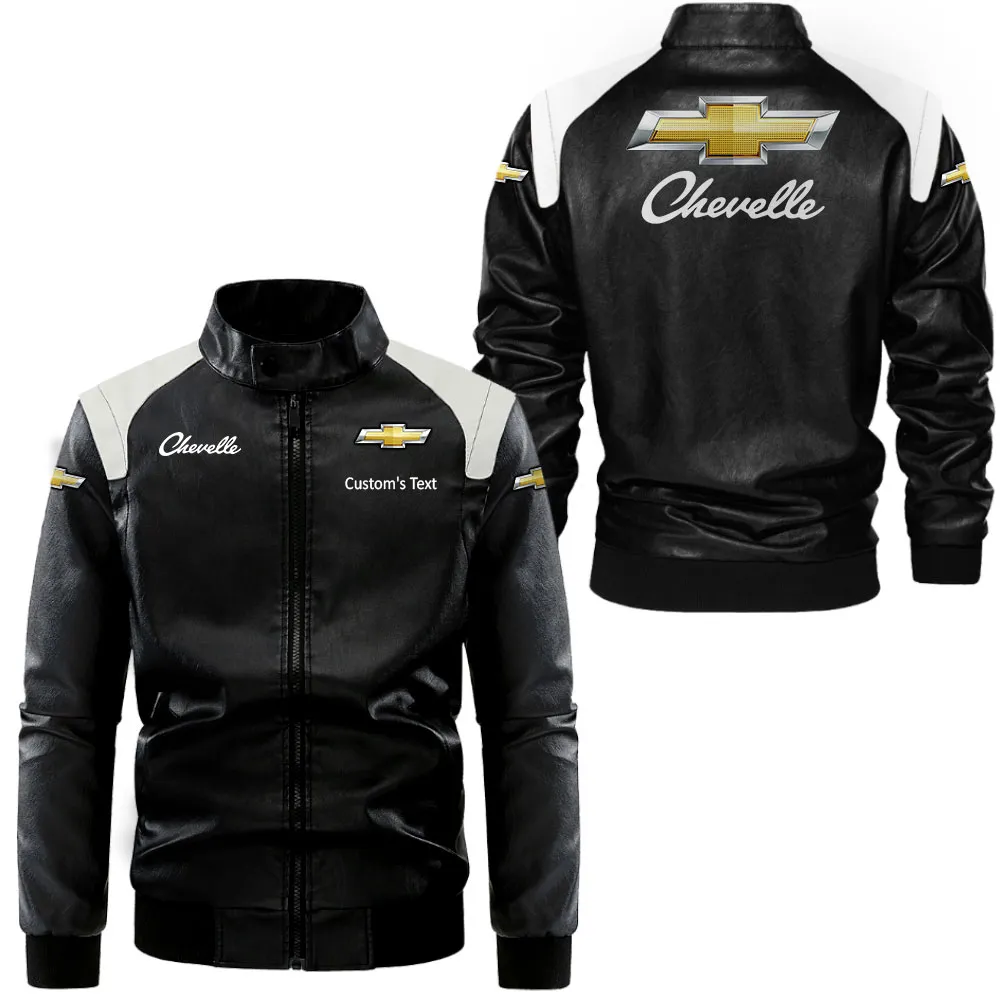 Classic Muscle Car Black And White Leather Jacket, Black and White Roadwear CAR080
