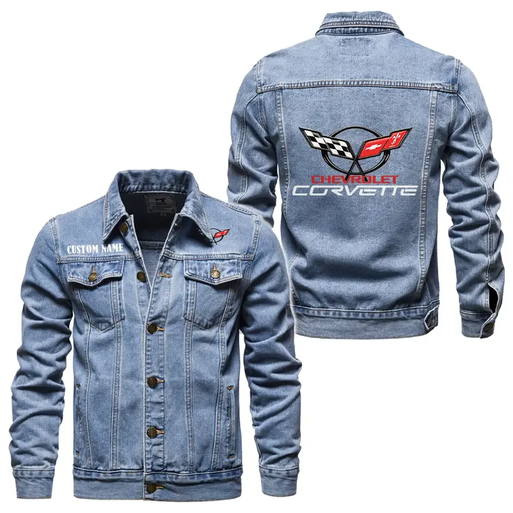 Two-Seater Sports Car Denim Jacket, Rugged Denim for Gearheads CAR190 - Light Blue
