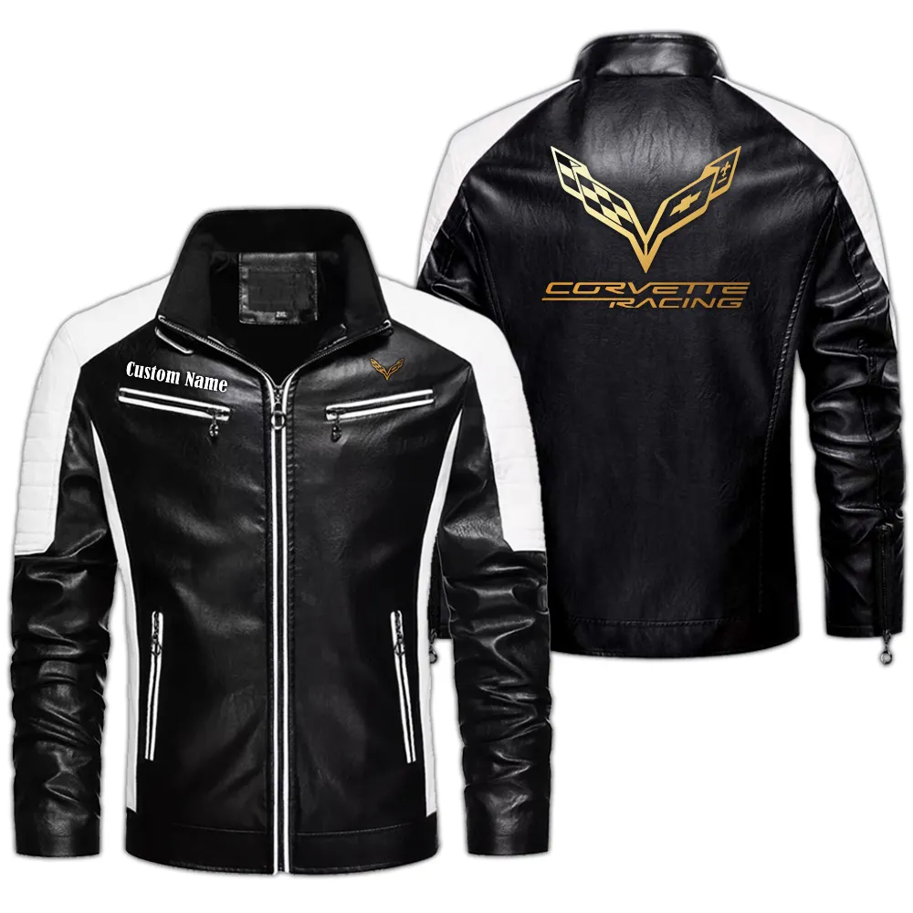 American Sports Car Men's Pu Leather Jacket, Car Culture PU Jacket CAR040 - Black