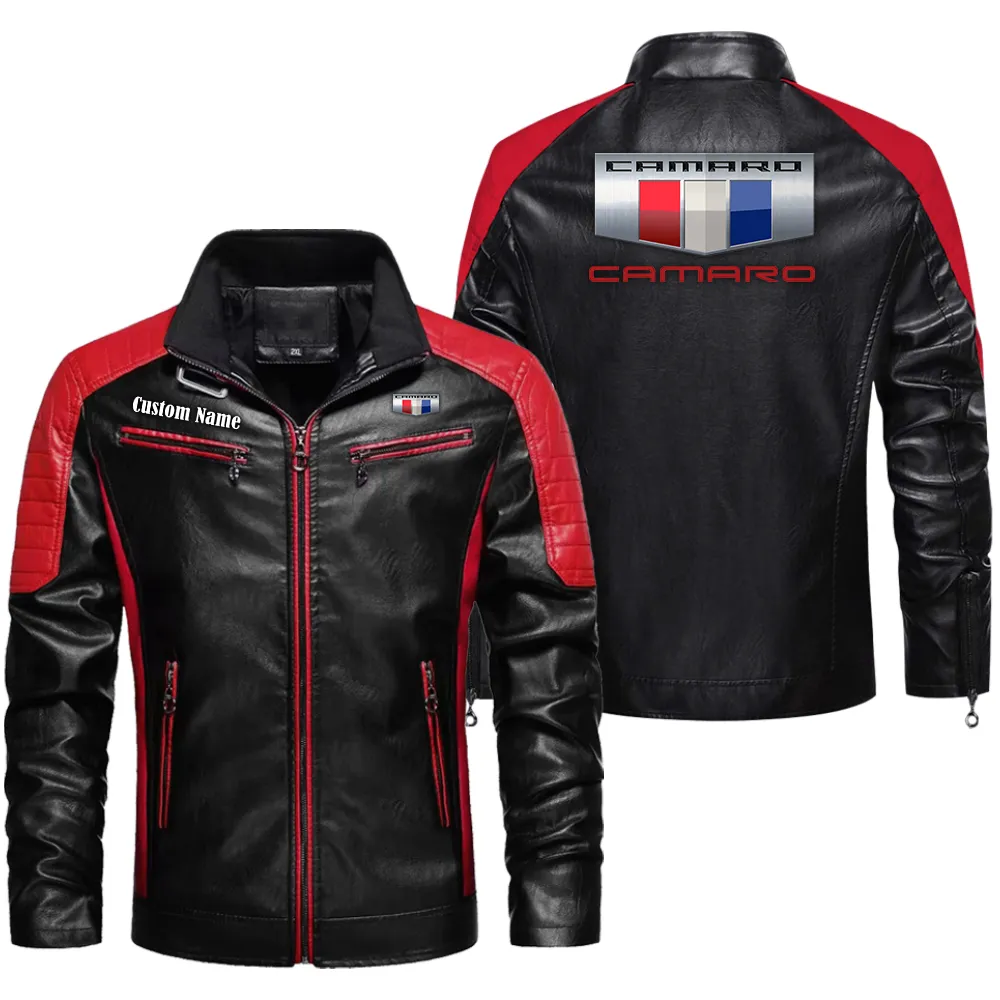 Sporty Compact Vehicle Men's Pu Leather Jacket, Road-Ready PU Leather Style CAR040 - Red