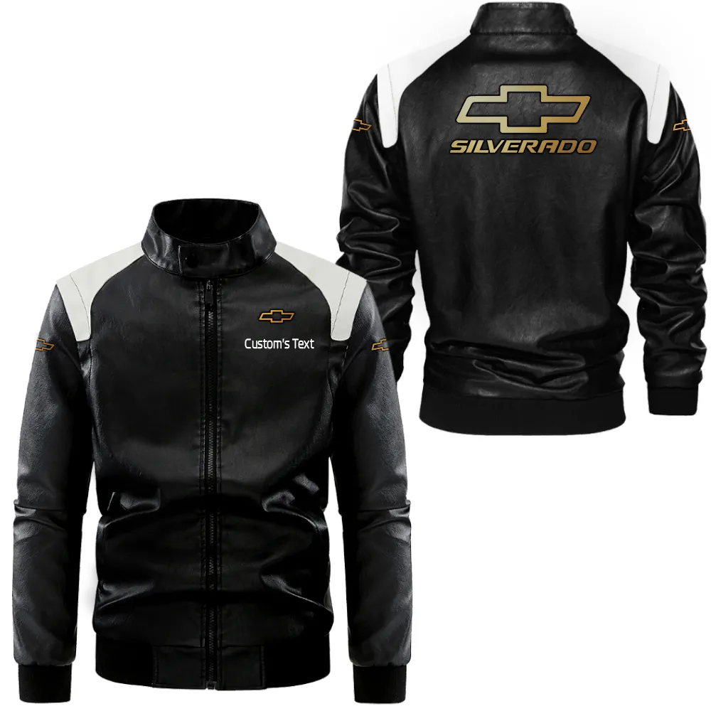 Utility Vehicle Black And White Leather Jacket, Bold Road Style Leather CAR080