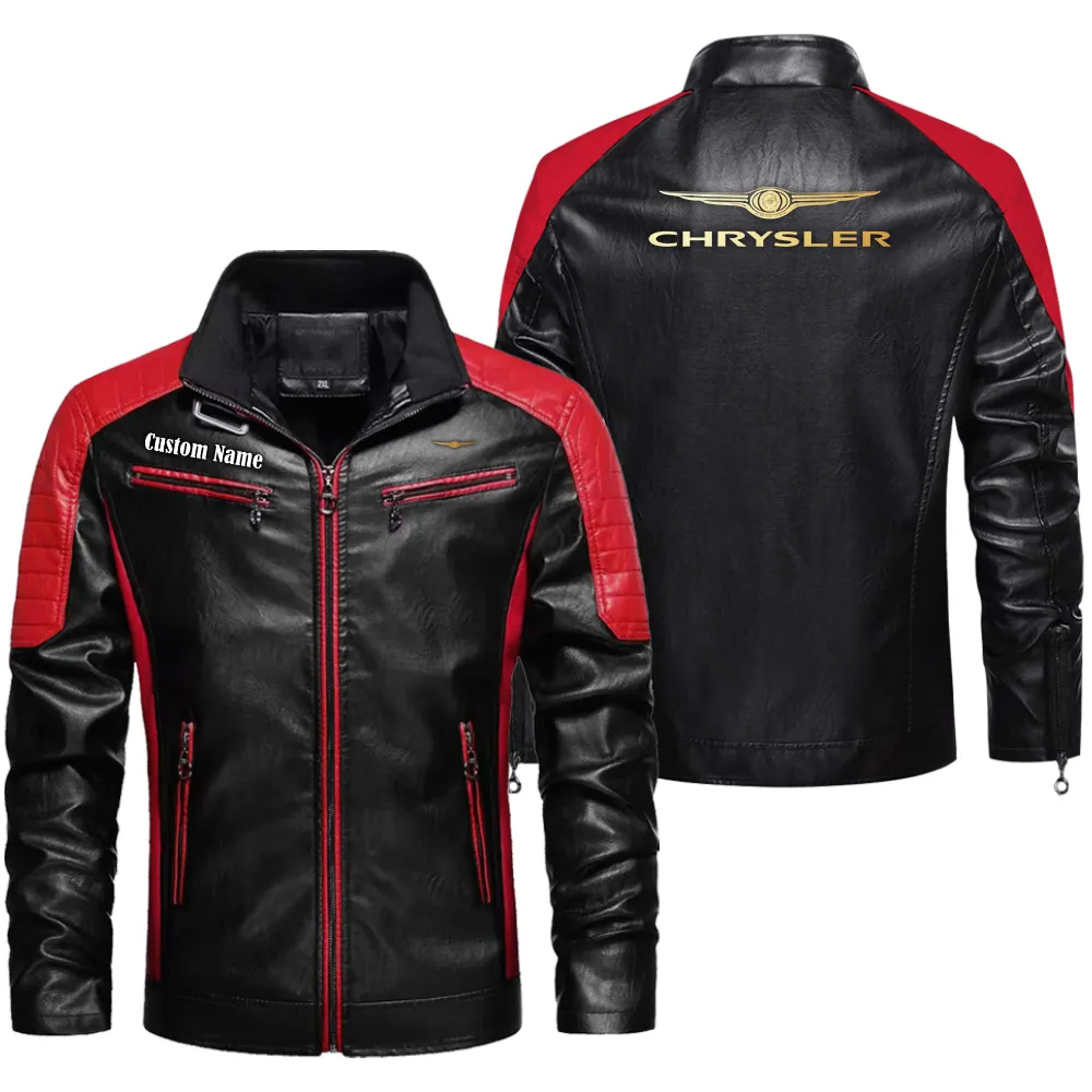 Minivan Men's Pu Leather Jacket, Car Enthusiast Leather Look CAR040 - Red