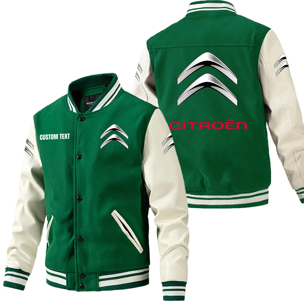 European Car Leather Baseball Jacket, Ride Bold Leather Ready CAR180 - Green