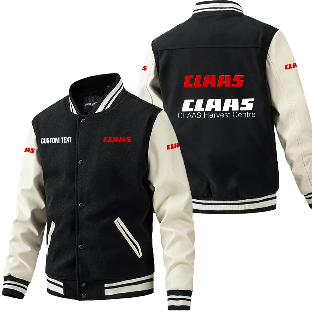 Advanced Crop Harvester Leather Baseball Jacket, Car Culture Varsity Leather CAR180 - Black White