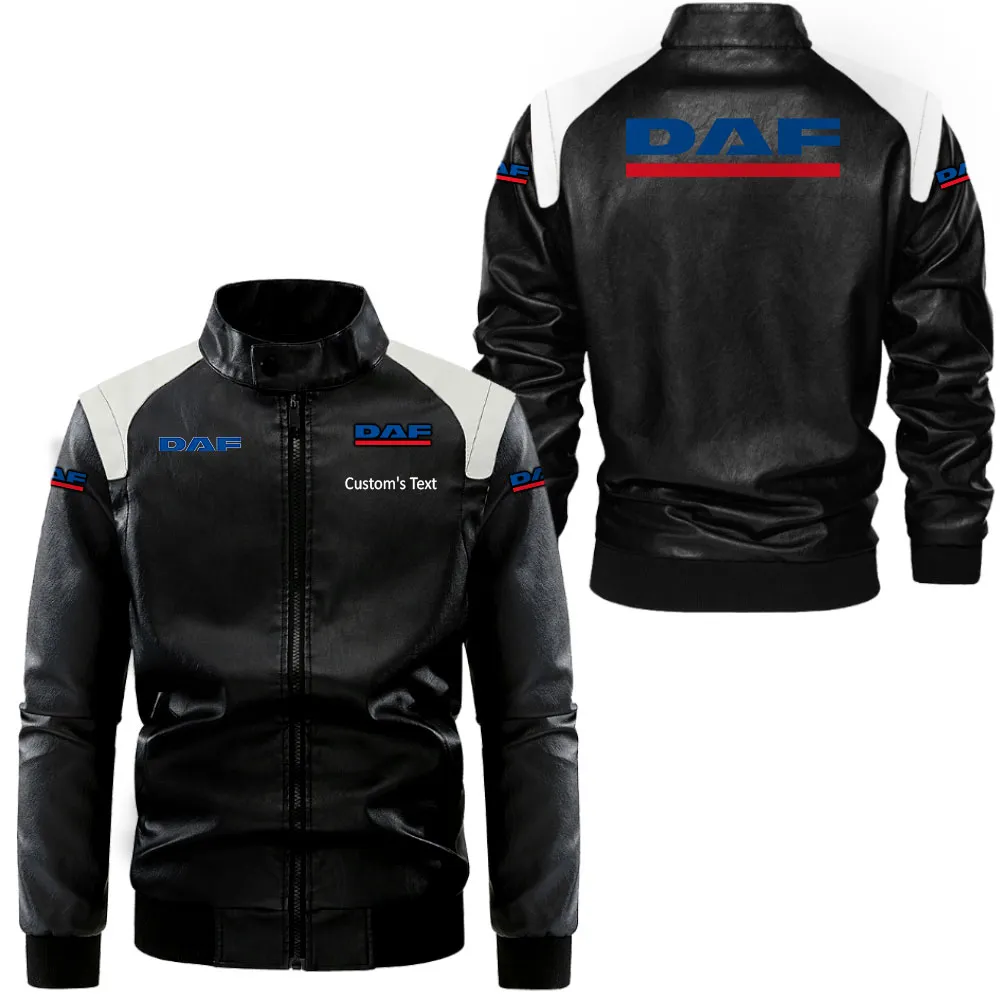 Road Hauler Black And White Leather Jacket, Garage-Ready Two-Tone Wear CAR080