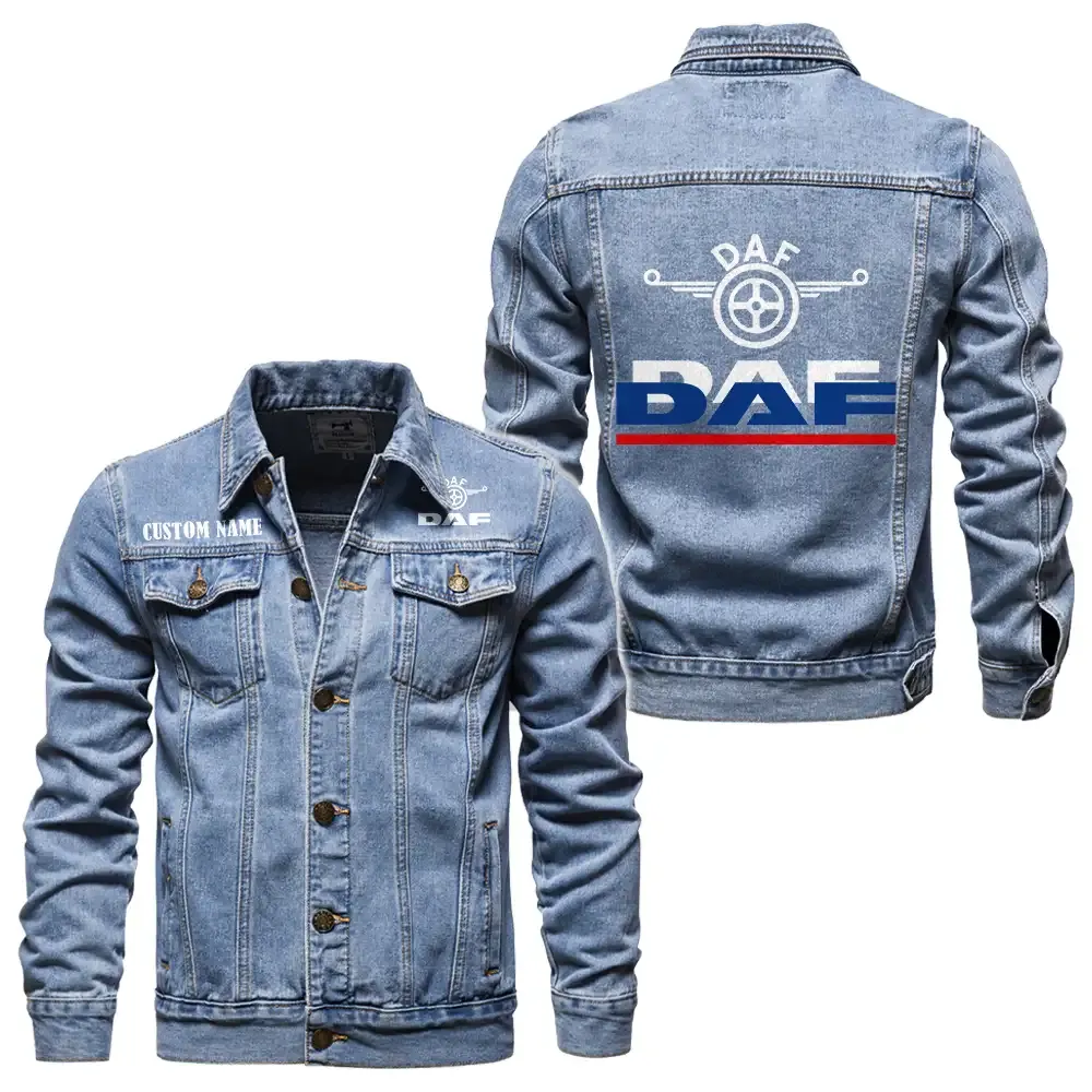Tractor-Trailer Denim Jacket, Car Lover's Denim Jacket CAR190 - Light Blue