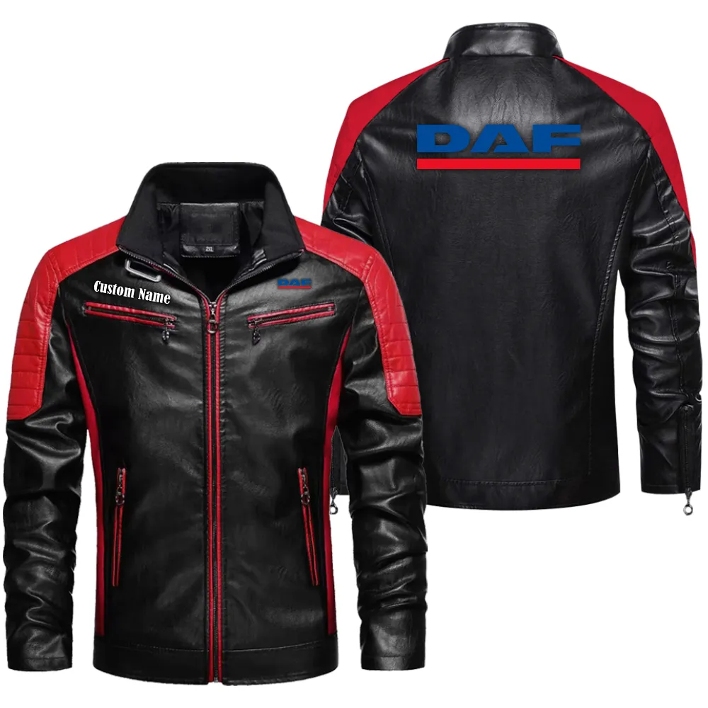 Cargo Hauler Men's Pu Leather Jacket, Car Enthusiast Leather Look CAR040 - Red