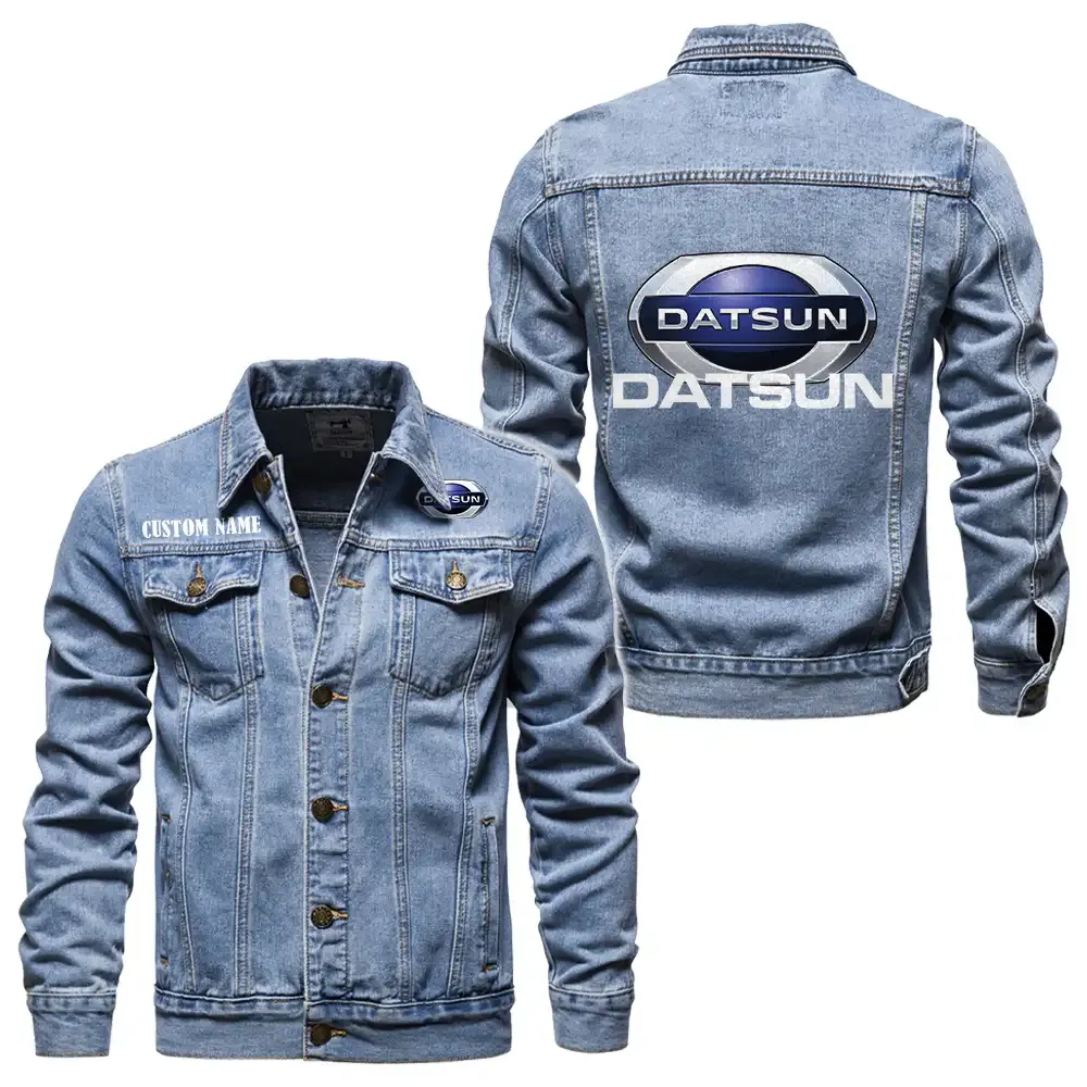 Retro Sedan Denim Jacket, Durable Denim Road Spirit CAR190 - Light Blue