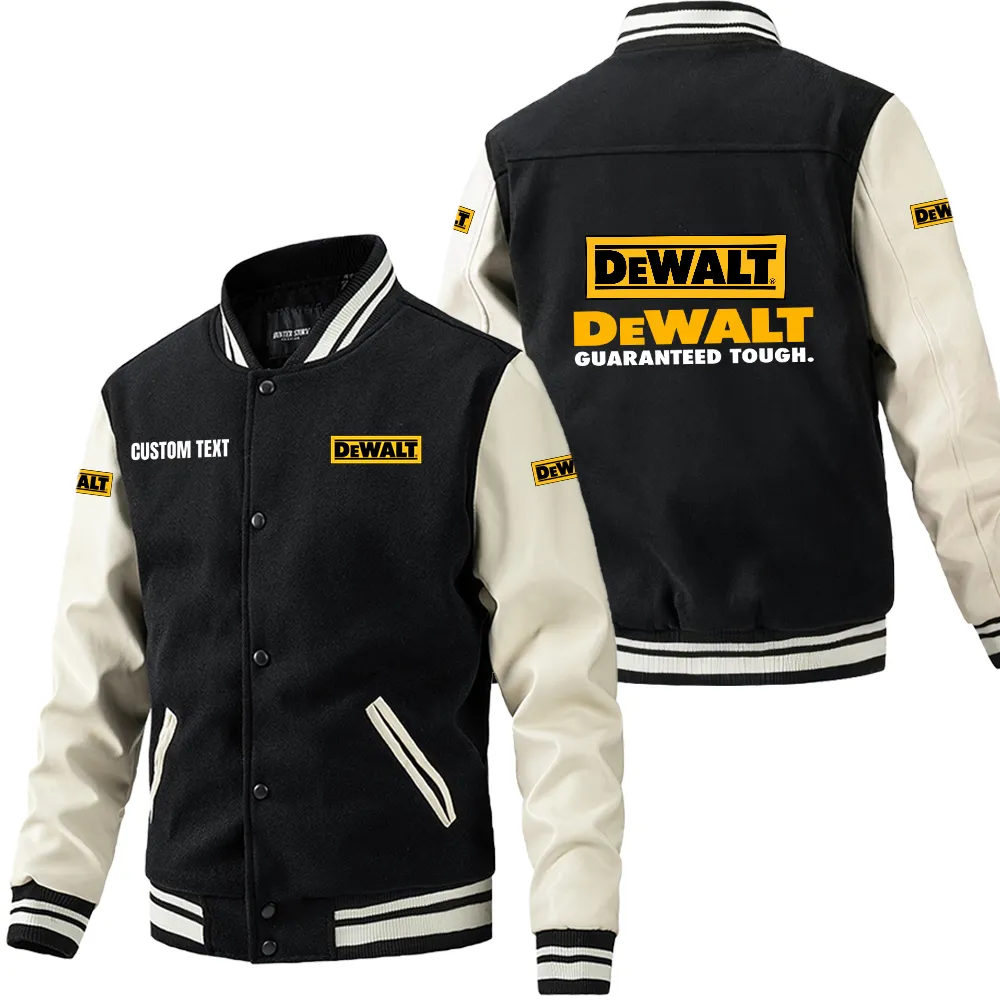 Motion Tough Leather Baseball Jacket, Rugged Gearhead Leather Style CAR180 - Black White