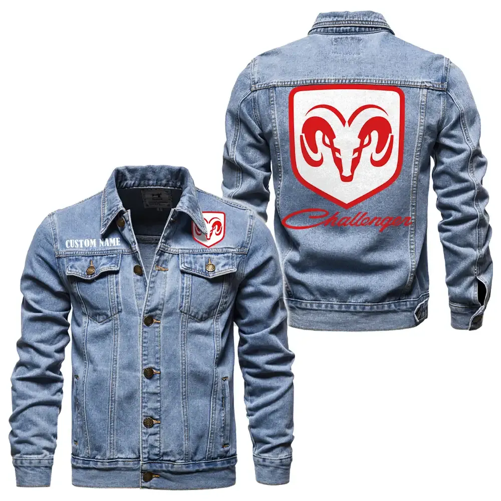 Classic Muscle Car Denim Jacket, True Gearhead Denim Look CAR190 - Light Blue